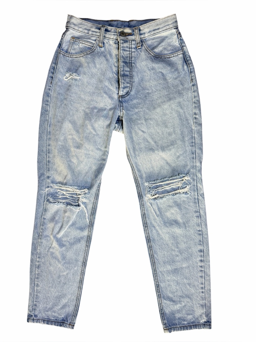 John Galt Light Wash Distressed Straight Leg Jeans Size Medium